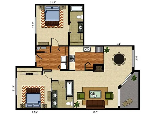 Floor plan 2 Bed 2 Bath