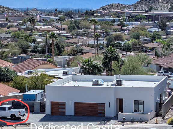View from the mountain trail across the street; casita has a dedicated parking space in front.