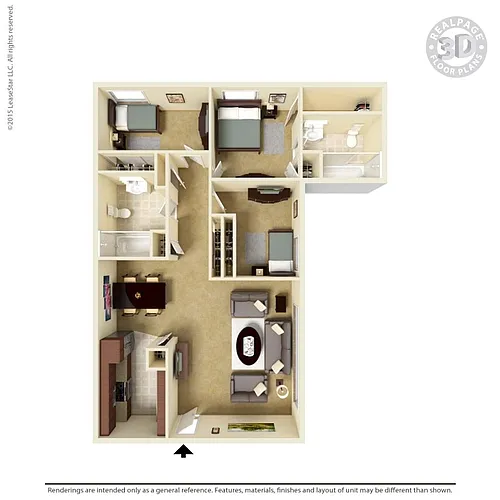 Floor plan 3 Bedroom 2 Bath