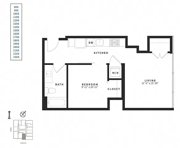 Floor plan Urban 1 Bedroom U5