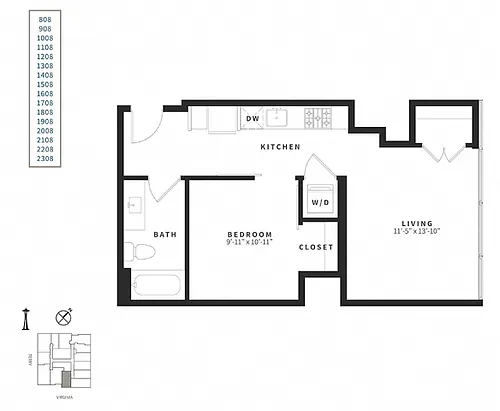 Floor plan Urban 1 Bedroom U5