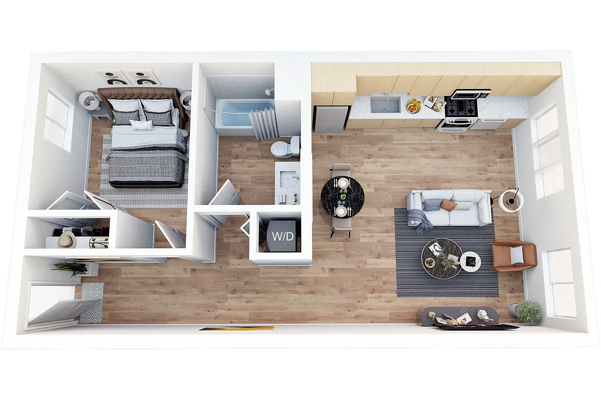 Floor plan 1 Bedroom, 1 Bath C