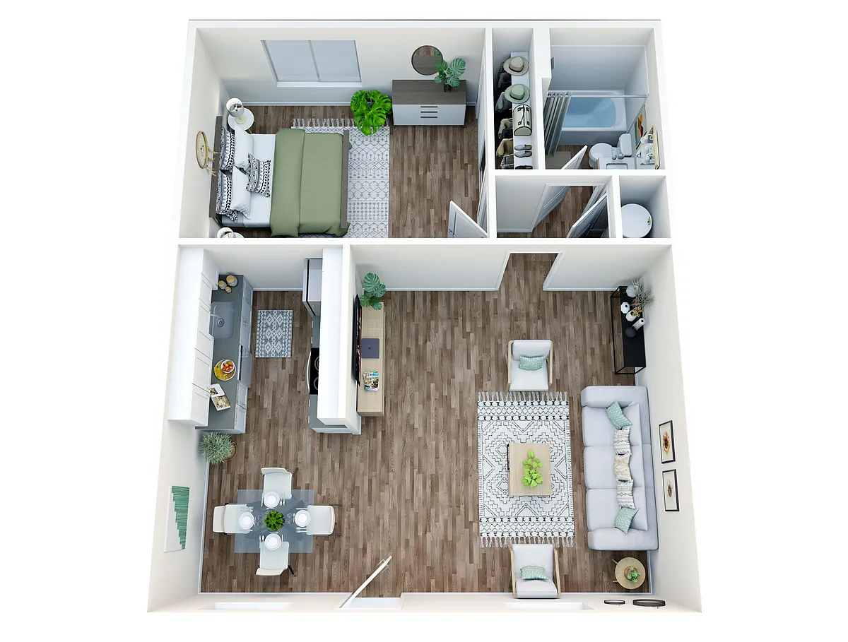 Floor plan One Bed One Bath Renovated