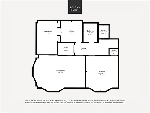 Floor plan 1 Bedroom 1 Bath