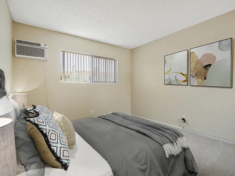 Bedroom with carpet flooring