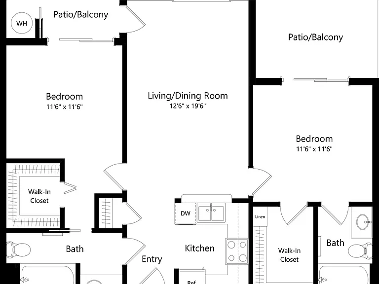 Floor plans are artist's rendering. All dimensions are approximate. Actual product and specifications may vary in dimension or detail. Not all features are available in every apartment. Prices and availability are subject to change. Floor plans are artist