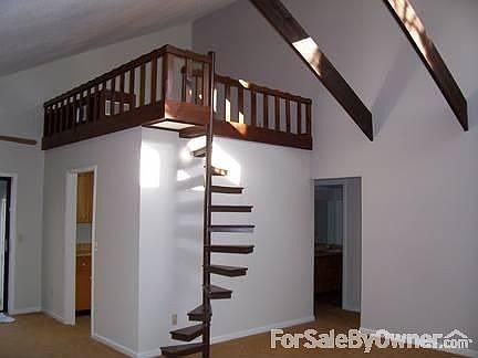 Interior : Living room loft and kitchen off dining area