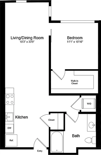 Floor plan 1 Bedroom G-3