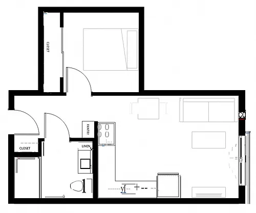Floor plan 1X1 B