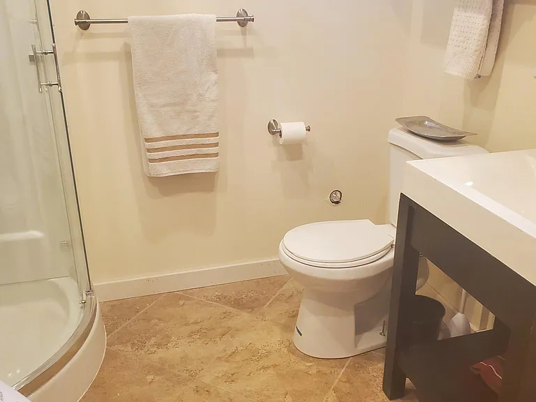 Tile floors in bathroom.