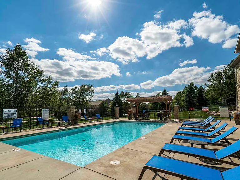 Dive into relaxation at our sparkling swimming pool.