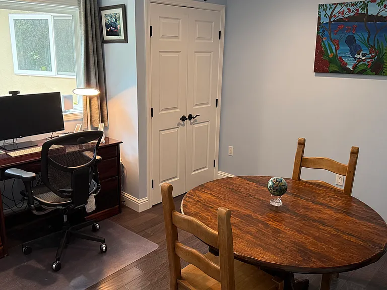 Office, including a monitor and workspace