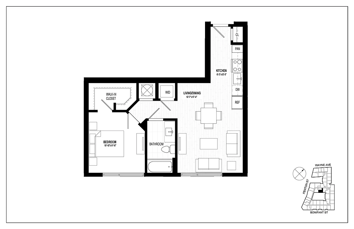 Floor plan 1 Bed 1 Bath A14