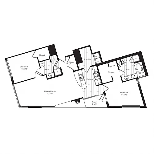 Floor plan Crescent Flats - 2B