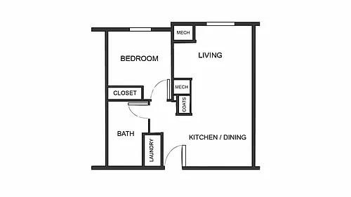 Floor plan 1- Bedroom Flat