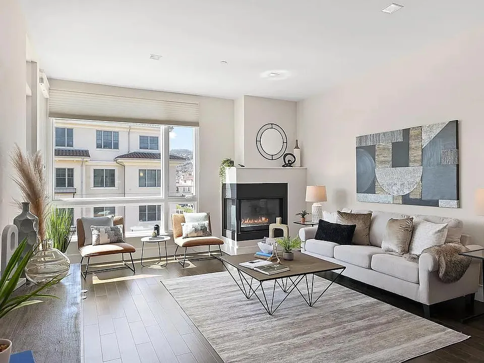 Living room with fireplace