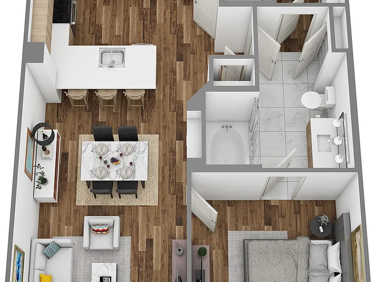 Explore the seamless design of this chic urban apartment, perfect for modern living. Explore the seamless design of this chic urban apartment, perfect for modern living.