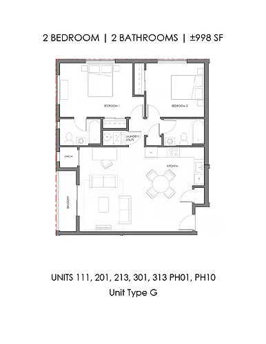 Floor plan Two Bedroom Two Bath
