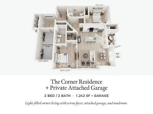 Floor plan The Corner Residence + Private Attached Garage