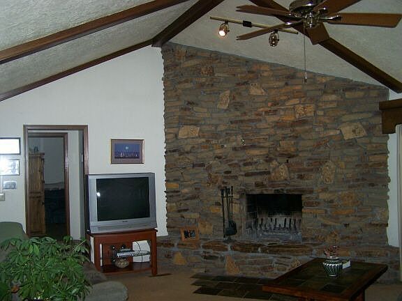 Living Room w/Stone Fireplace