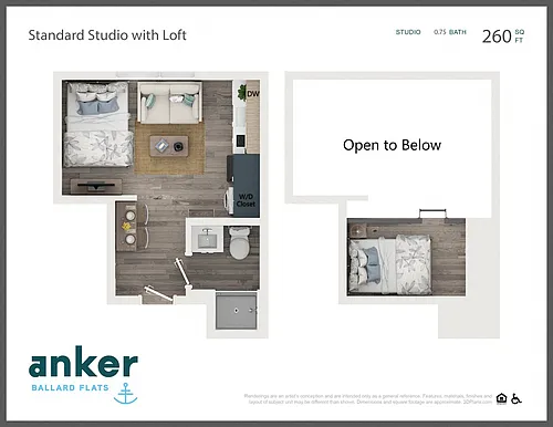 Floor plan Standard Studio with Loft