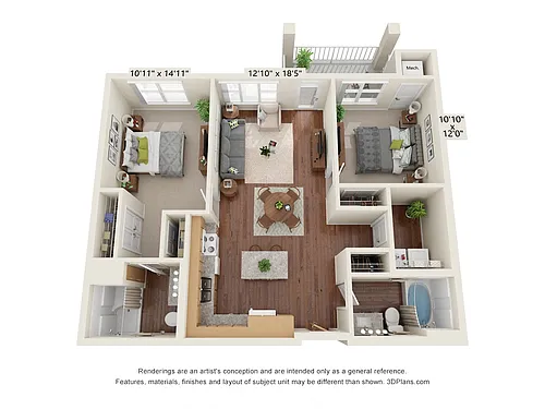 Floor plan Two Bedroom 2C