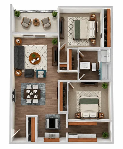 Floor plan Two Bedroom Two Bath