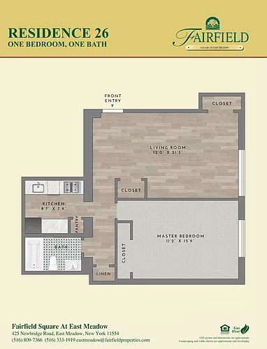 Floor plan Residence 26 One Bedroom One Bath