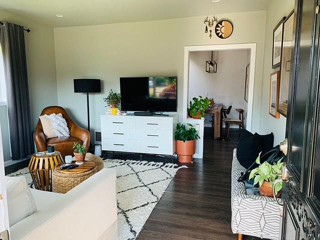 View from front door; living room.