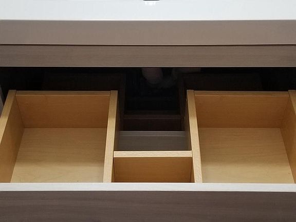 new vanity with 3 pull out storage doors with this  layout 