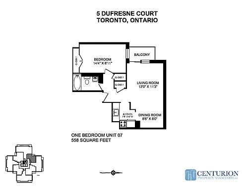 Floor plan 1 Bedroom - Over 550 sqft