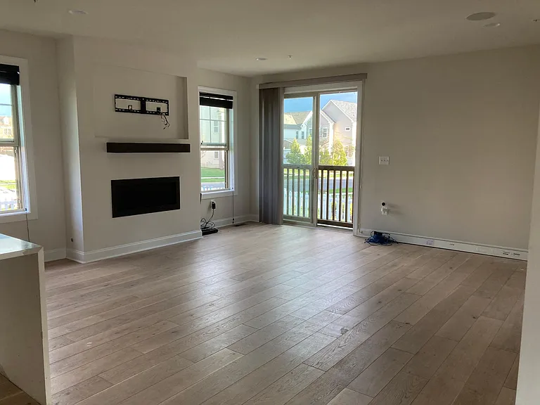 Great room with modern fireplace