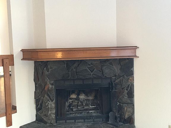 Living room fireplace.