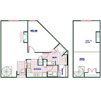 Floor plan Traditional 1x1 666-1002 SF