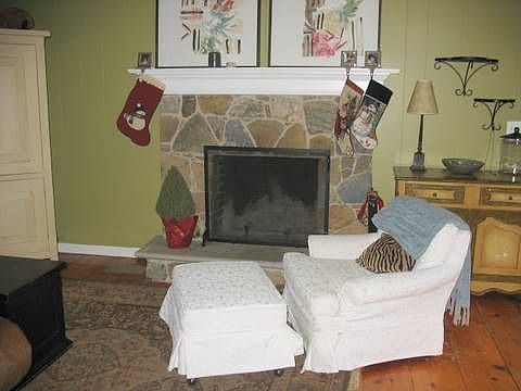 Stone fireplace