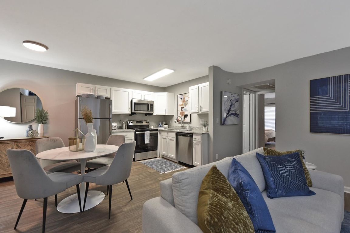 Dining Room + Hardwood Style Flooring