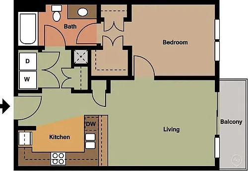 Floor plan 1 Bed 1 Bath