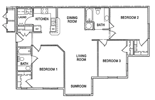 Floor plan Three Bedroom