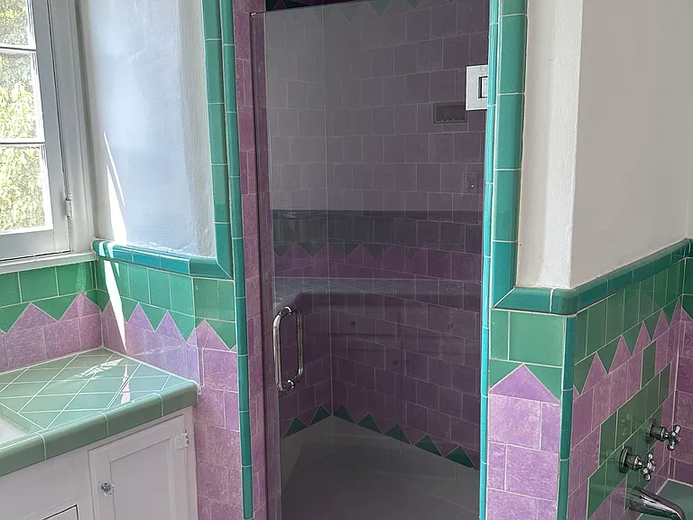 Bathroom #1 with tub & separate shower, vintage tile