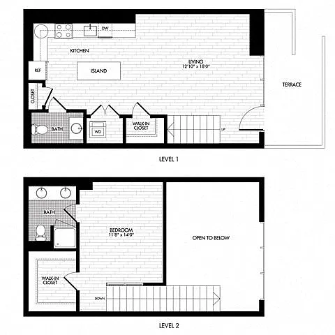 Floor plan 1R w/ Terrace