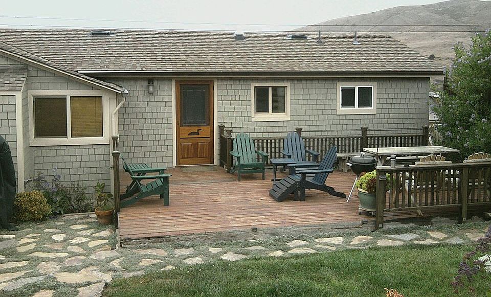 Back yard showing deck
