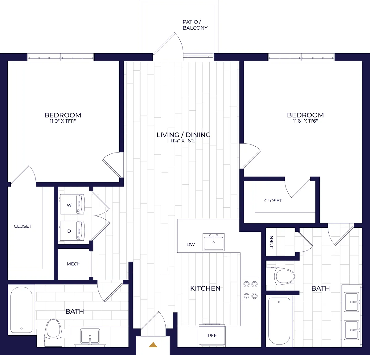 Floor plan 2 Bed/2 Bath WDU-B3