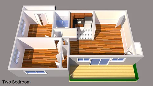Floor plan 2 Bed 1 Bath