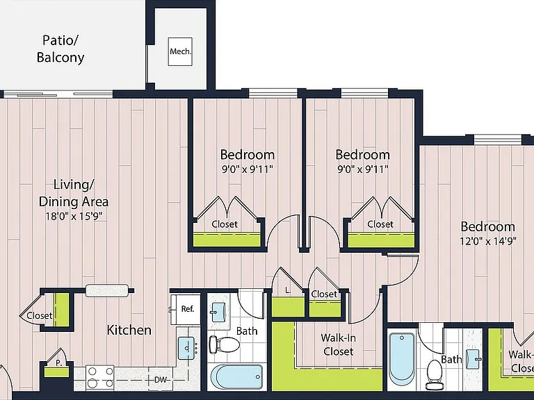 C2-70 Three Bedroom Floor Plan C2-70 Three Bedroom Floor Plan