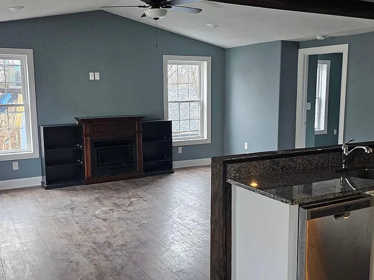 Family room from fireplace