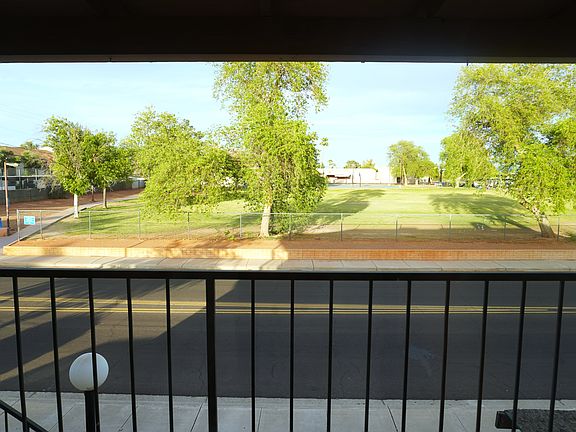 View of city park from dining area