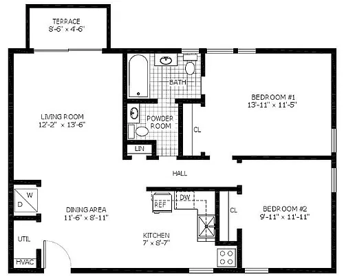 Floor plan 2B-15B