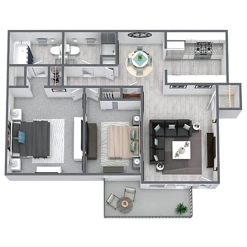 Floor plan B1: 2 Bed 2 Bath