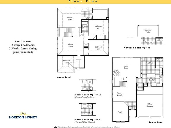 Floorplan w/covered patio and master bath "B": jetted tub & tile/glass shower