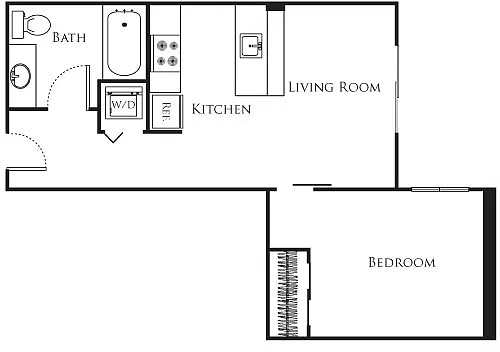 Floor plan Micro One Bed - D5